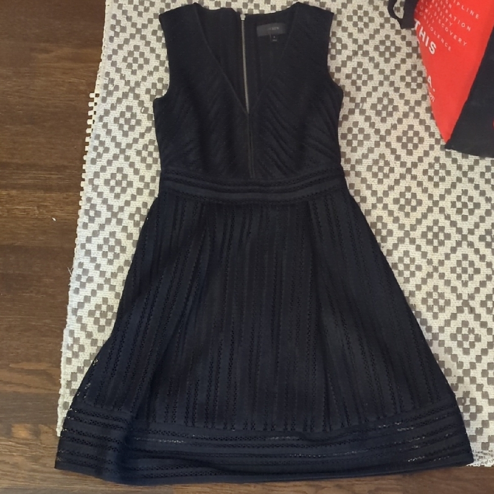 J. Crew Black Pleated Sheath Mini Dress